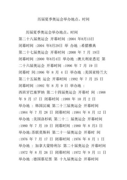 夏季奥运会什么时候，夏季奥运会什么时候举行？